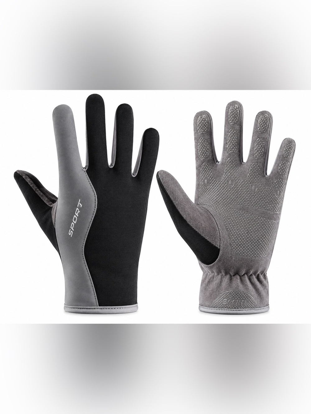 Unisex Sport Performance Black and Gray Touchscreen Gloves